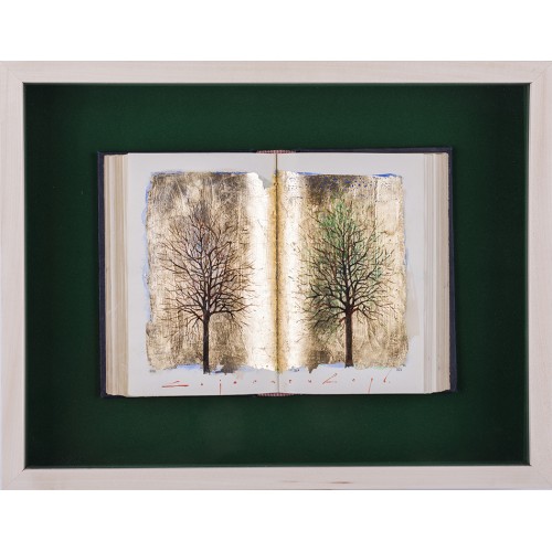 Cartea cu arbori I - pictură în ulei pe carte